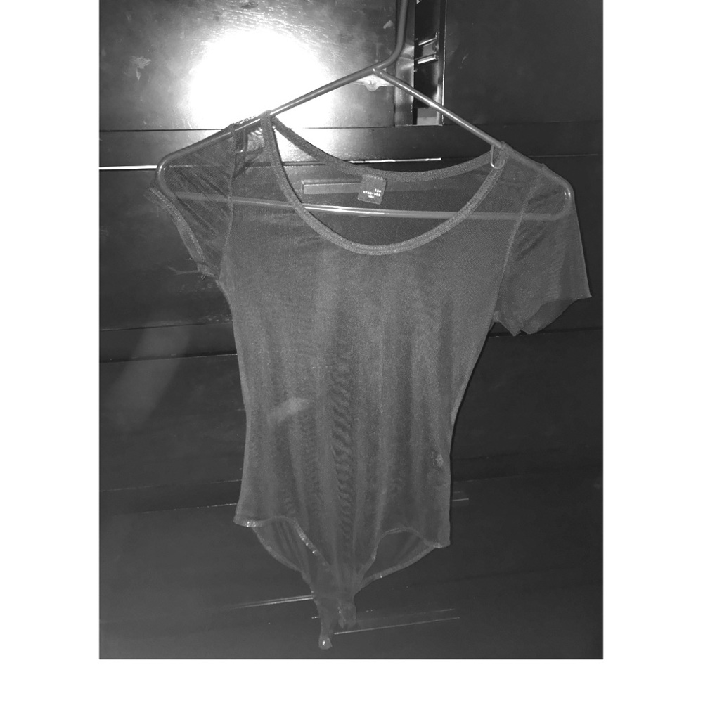 Black mesh t-shirt body suit